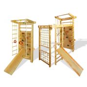 Спортивний куточок Трансформер з сосни з гіркою, скелелазкою і платформою