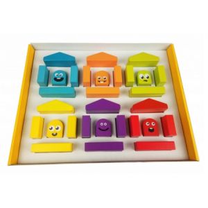 Деревянный конструктор Цветные домики