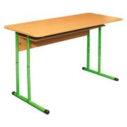 Стіл учнівський, 2-місний, з регулюванням по висоті, з полицею