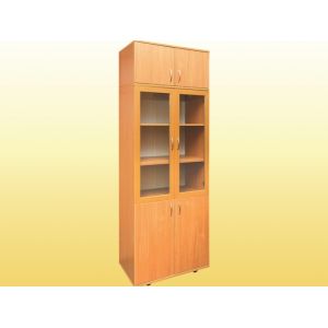 Шафа книжкова зі скляними дверцятами, з антресоллю