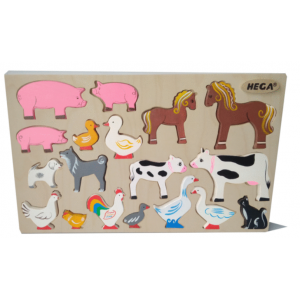 Пазл-вкладышь Домашние животные цветные