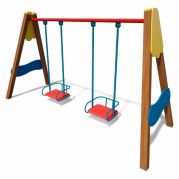 Гойдалки подвійні на дерев'яних стійках