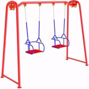 Гойдалка подвійна зі спинкою на ланцюгах