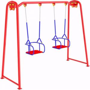 Гойдалка подвійна зі спинкою на ланцюгах