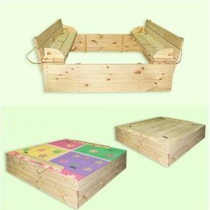 Пісочниця з кришкою дерев'яна нефарбована