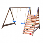 Дитяча гойдалка вулична зі скелелазкою та лавочкою в тонуванні PRO