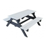 Детский столик с лавками садово-уличный серо-белый