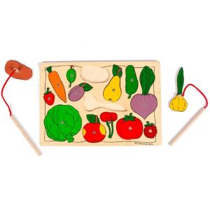 Дерев'яна рамка-вкладка на магнітах Lam Toys Хто спритний? В саду чи в городі