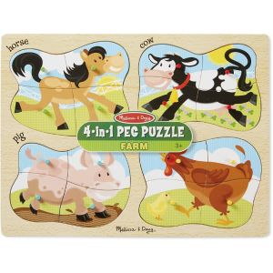 Melissa & Doug Деревянные пазлы 4 в 1 Ферма